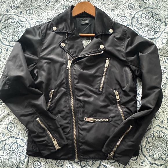 Diesel Jackets & Blazers - Diesel Biker Style jacket women Size M…nylon And Cotton. Goth. Punk. Wolf Print.
